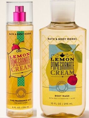 Bath & Body Works Lemon Pomegranate Cream Body Wash & Fragrance Mist Set NEW